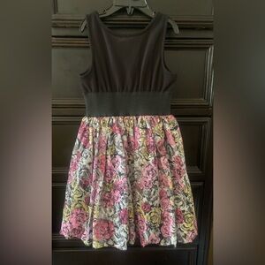 Pippa & Julie Black Knit Top Dress with Wide Elastic Waistband and Floral Skirt